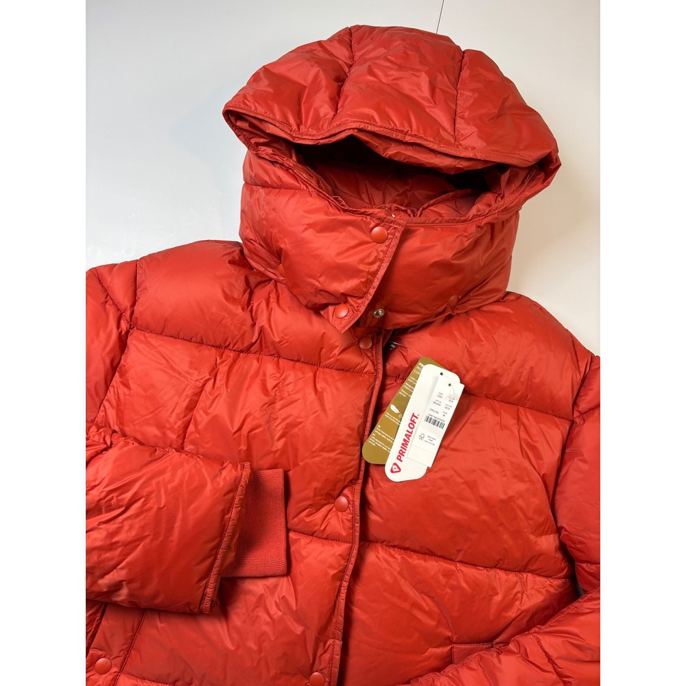 J.Crew Flurry Puffer Jacket Women M Red PrimaLoft Hooded NWT Flawed BA593